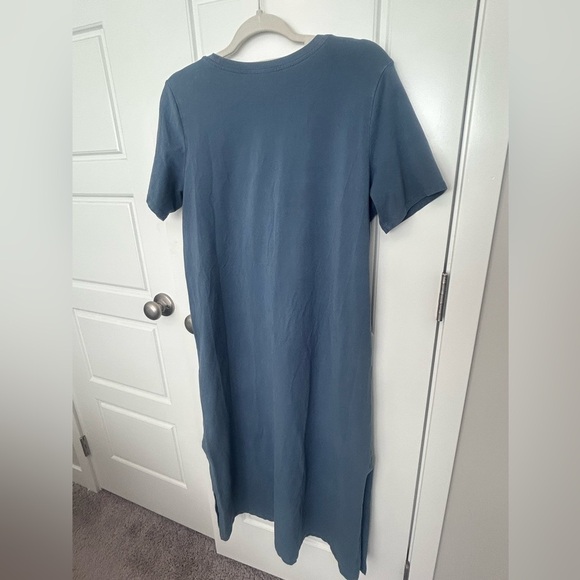 EILEEN FISHER Medium Pima Cotton Stretch Jersey Crew Neck T-Shirt Dress in Dusk - Picture 4 of 4